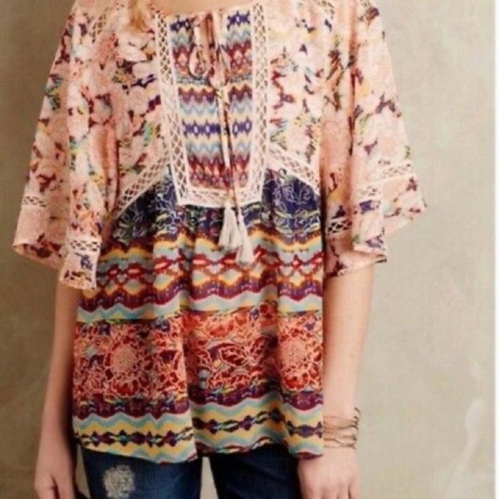 Anthropologie Meadow Rue prairie blossom boho top XS